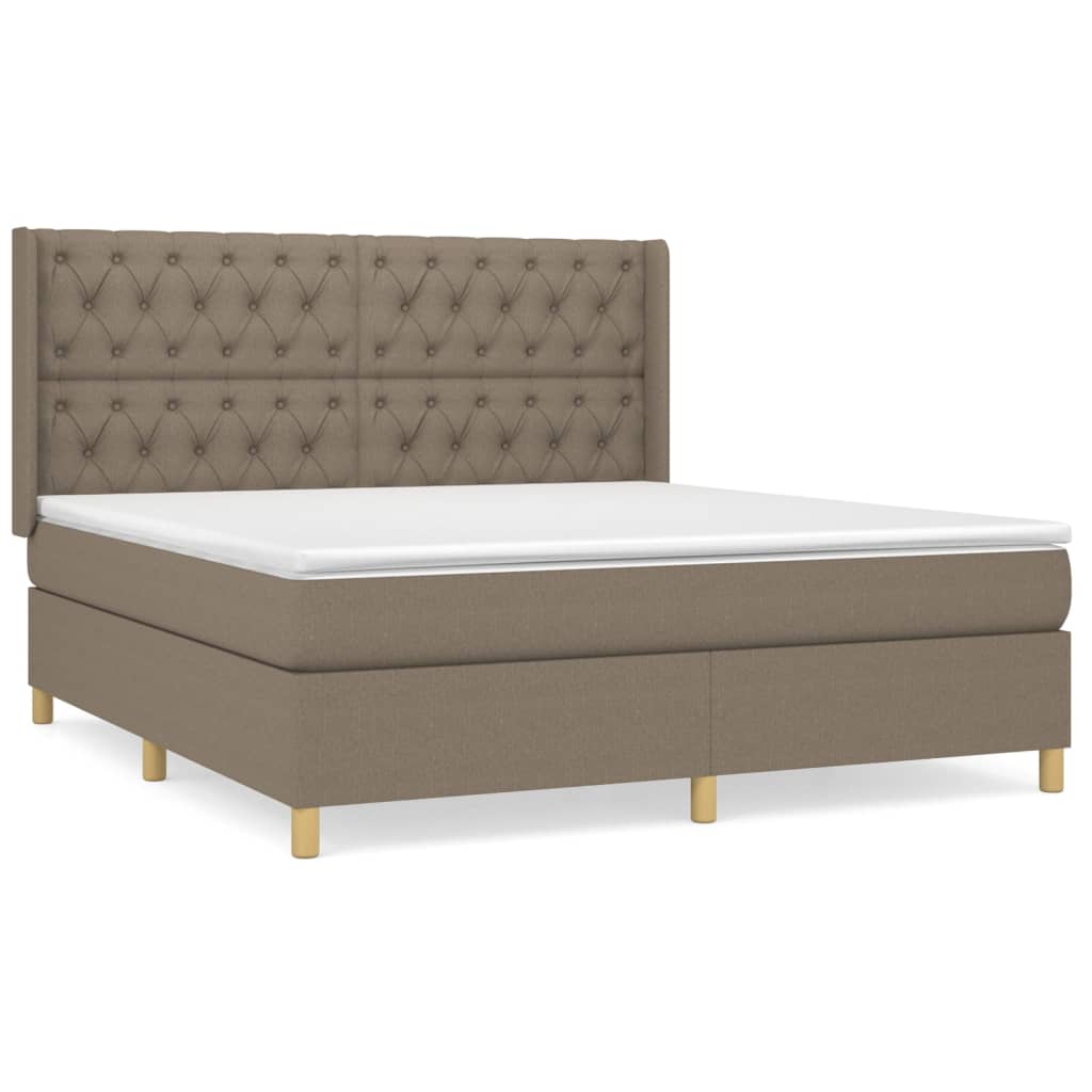 Pat box spring cu saltea, gri taupe, 160x200 cm material textil GartenMobel Dekor