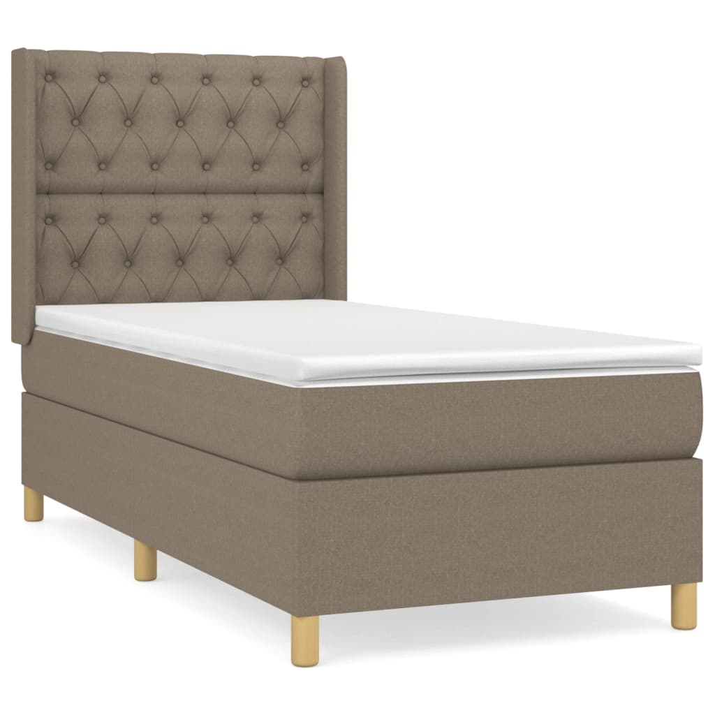 Pat box spring cu saltea, gri taupe, 80x200 cm, textil GartenMobel Dekor