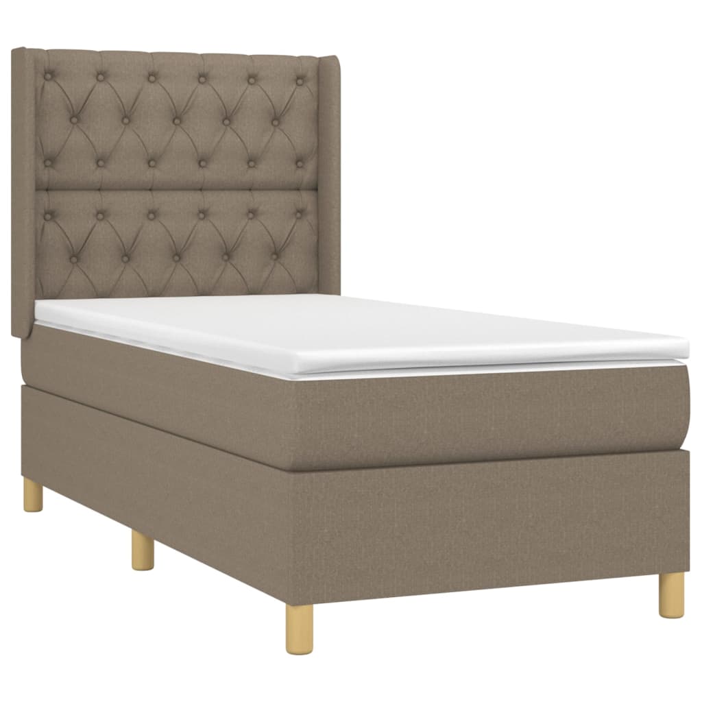 Pat box spring cu saltea, gri taupe, 80x200 cm, textil GartenMobel Dekor