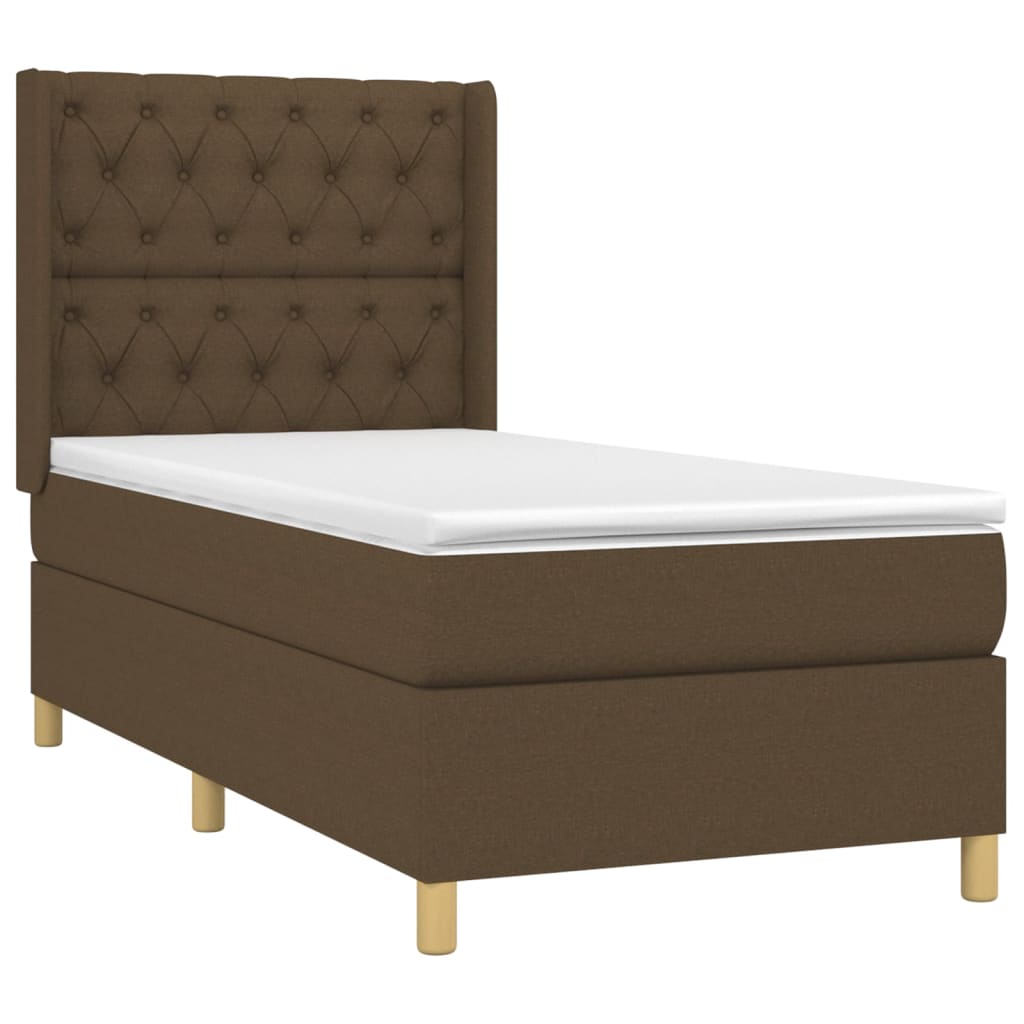 Pat box spring cu saltea, maro închis, 80x200 cm, textil GartenMobel Dekor