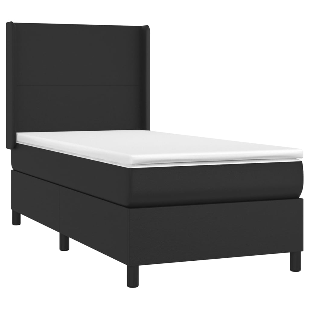 Pat box spring cu saltea, negru, 100x200 cm, piele ecologică GartenMobel Dekor