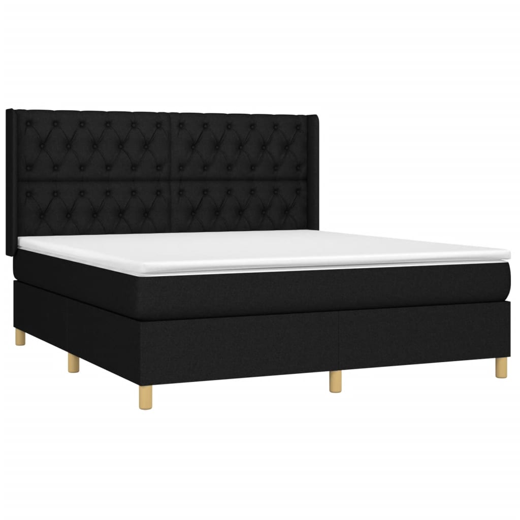 Pat box spring cu saltea, negru, 160x200 cm, textil GartenMobel Dekor