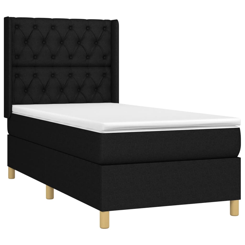 Pat box spring cu saltea, negru, 80x200 cm, textil GartenMobel Dekor