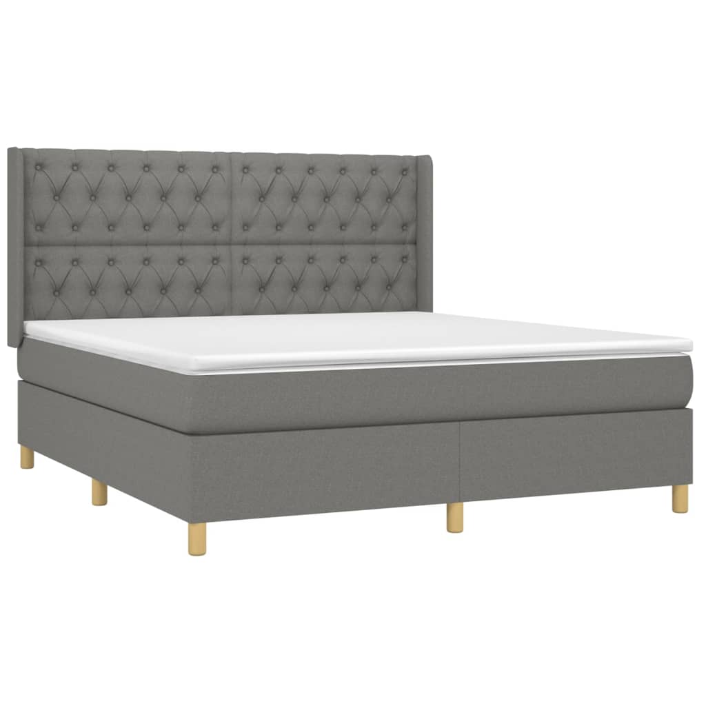 Pat continental cu saltea, gri închis, 160x200 cm, țesătură GartenMobel Dekor