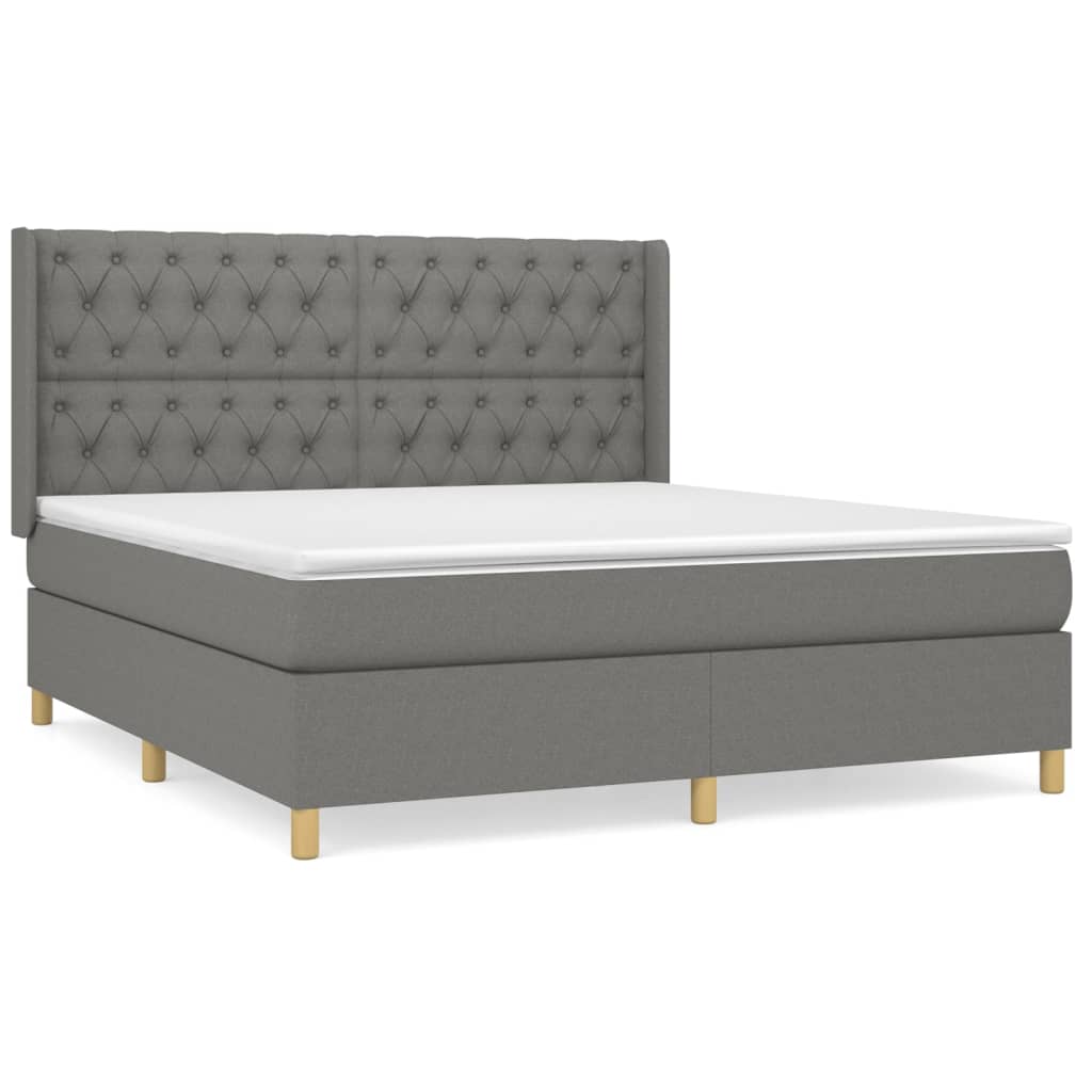 Pat continental cu saltea, gri închis, 160x200 cm, țesătură GartenMobel Dekor