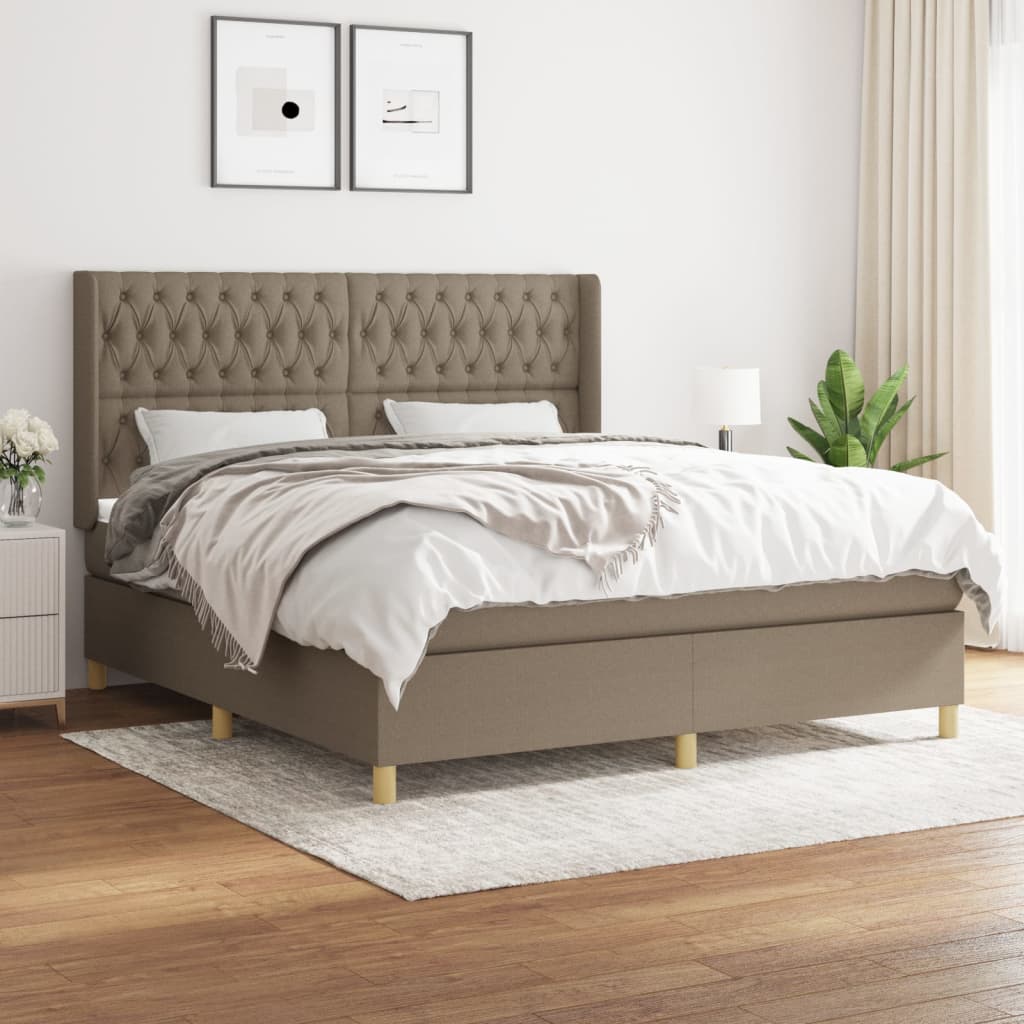 Pat continental cu saltea, gri taupe, 180x200 cm, textil GartenMobel Dekor