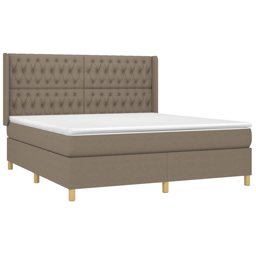 Pat continental cu saltea, gri taupe, 180x200 cm, textil GartenMobel Dekor