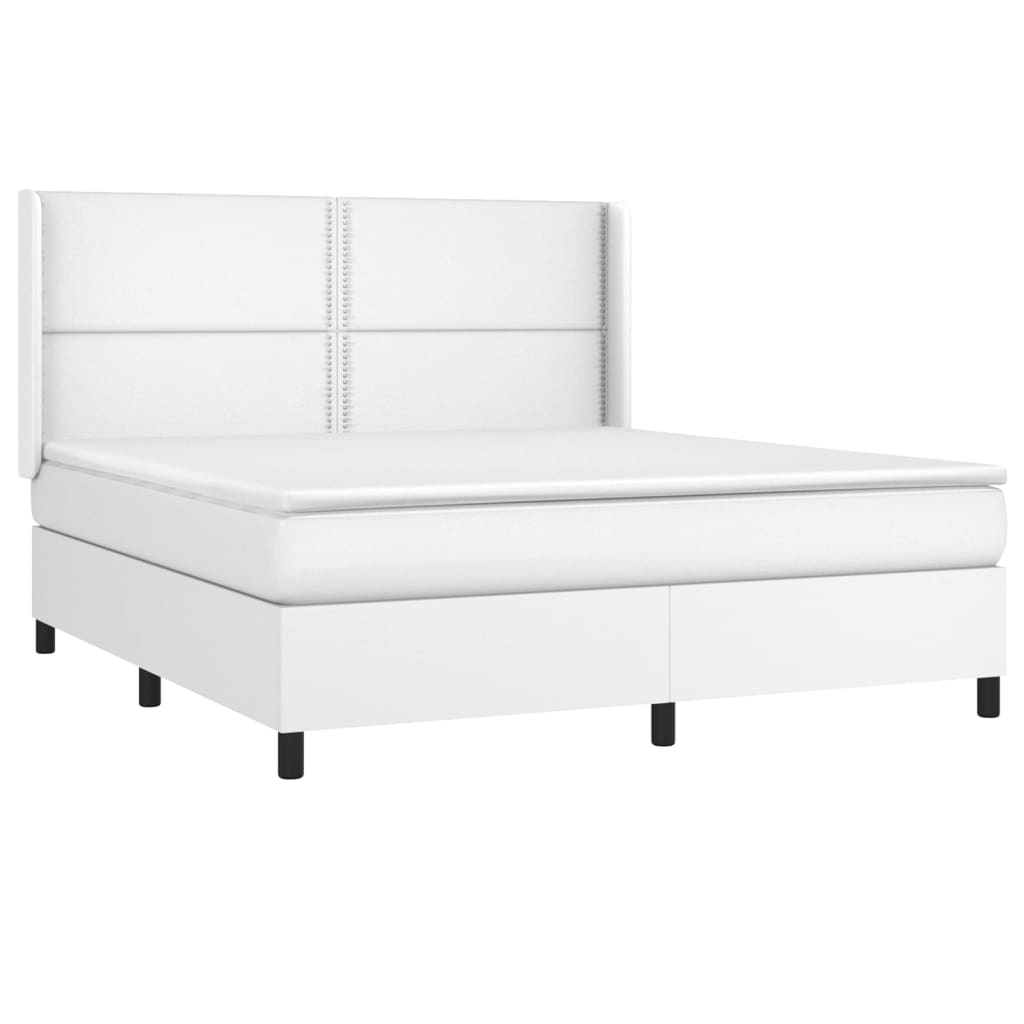 Pat box spring cu saltea, alb, 180x200 cm, piele ecologică GartenMobel Dekor