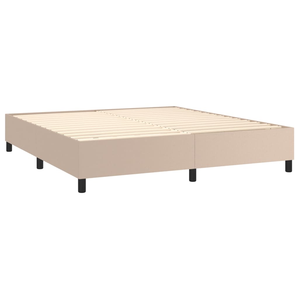 Pat box spring cu saltea, cappuccino, 180x200cm piele ecologică GartenMobel Dekor