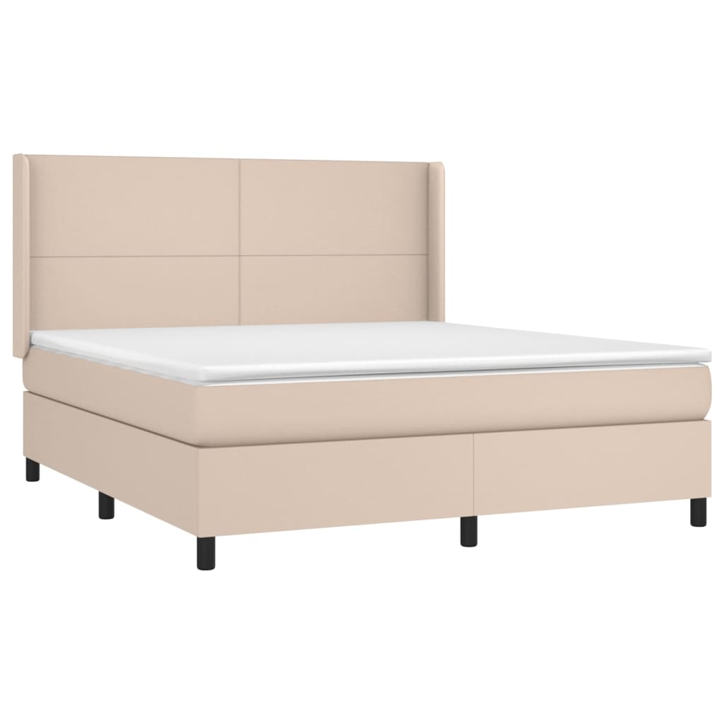 Pat box spring cu saltea, cappuccino, 180x200cm piele ecologică GartenMobel Dekor
