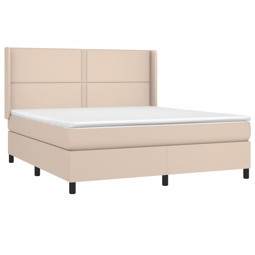 Pat box spring cu saltea, cappuccino, 180x200cm piele ecologică GartenMobel Dekor