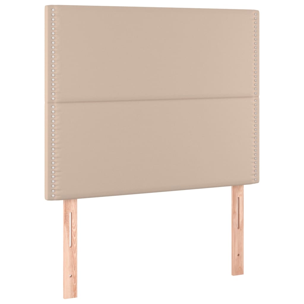 Pat box spring cu saltea, cappuccino, 90x190 cm piele ecologică GartenMobel Dekor