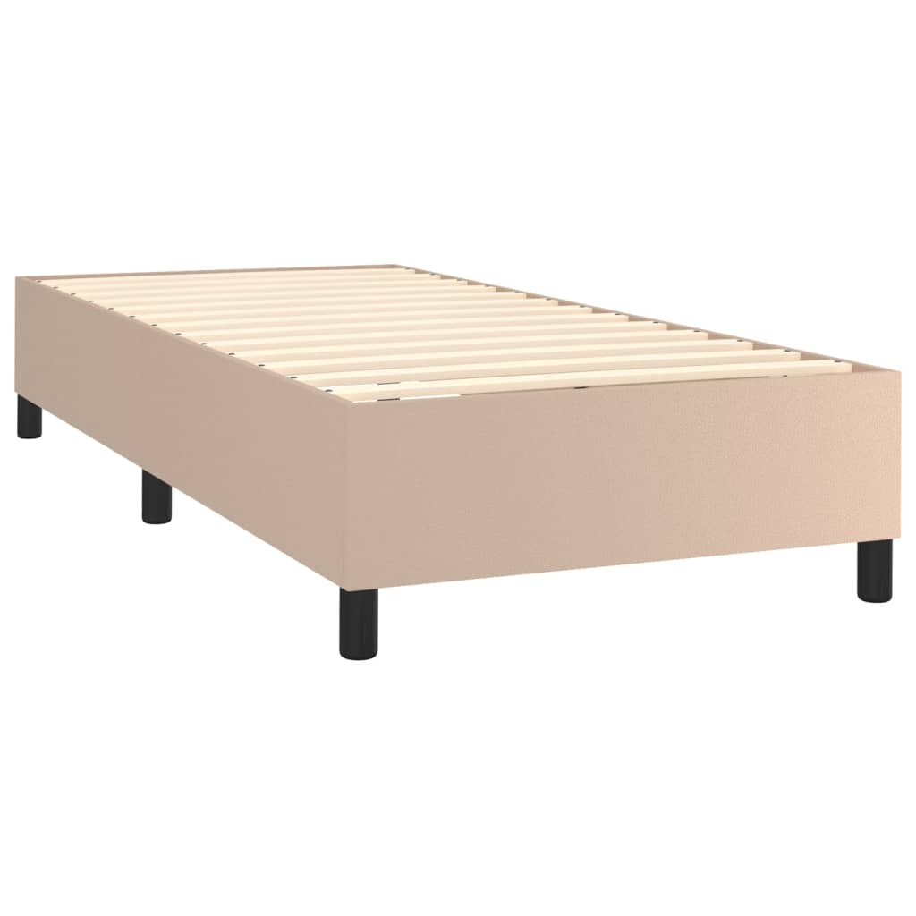 Pat box spring cu saltea, cappuccino, 90x190 cm piele ecologică GartenMobel Dekor