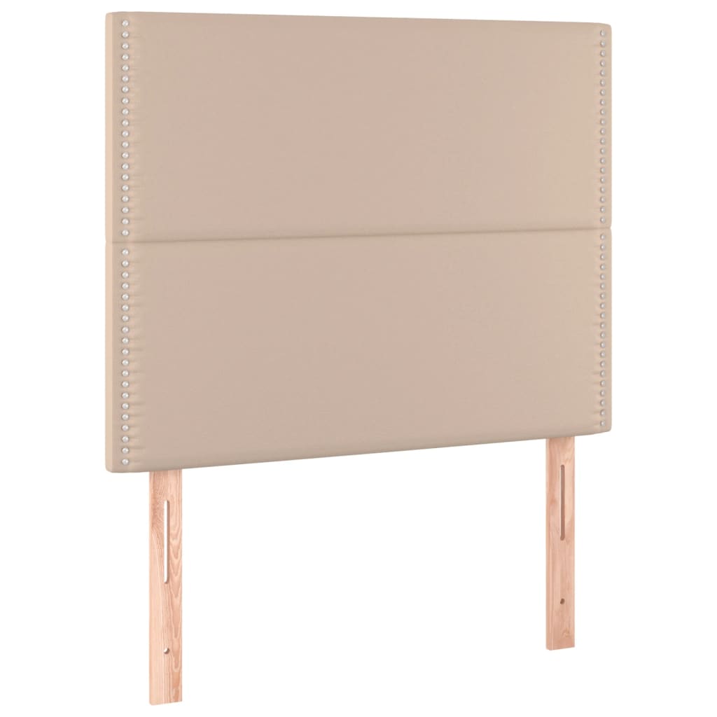 Pat box spring cu saltea, cappuccino, 90x200 cm piele ecologică GartenMobel Dekor