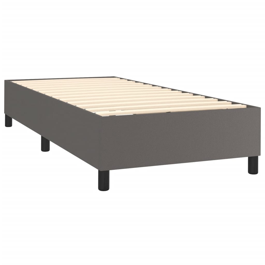Pat box spring cu saltea, gri, 100x200 cm, piele ecologică GartenMobel Dekor