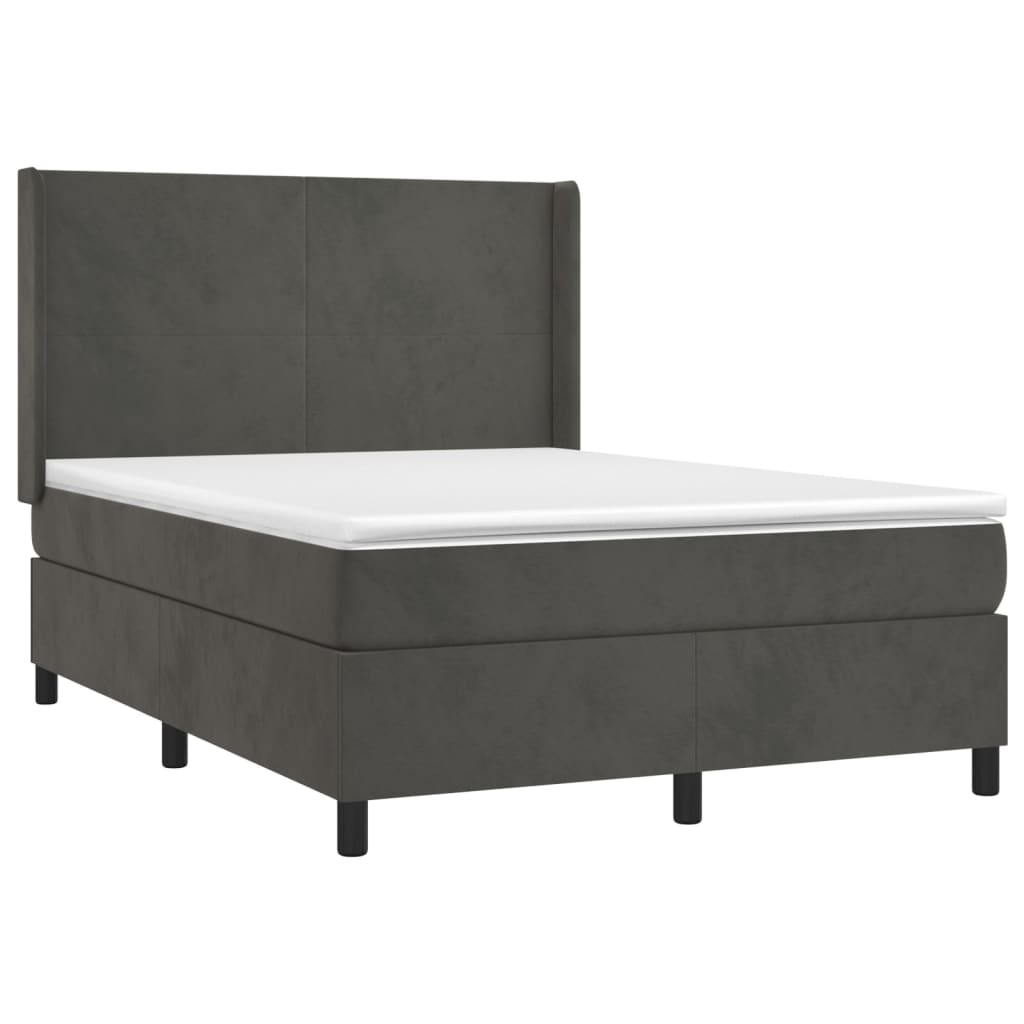 Pat box spring cu saltea, gri închis, 140x200 cm, catifea GartenMobel Dekor