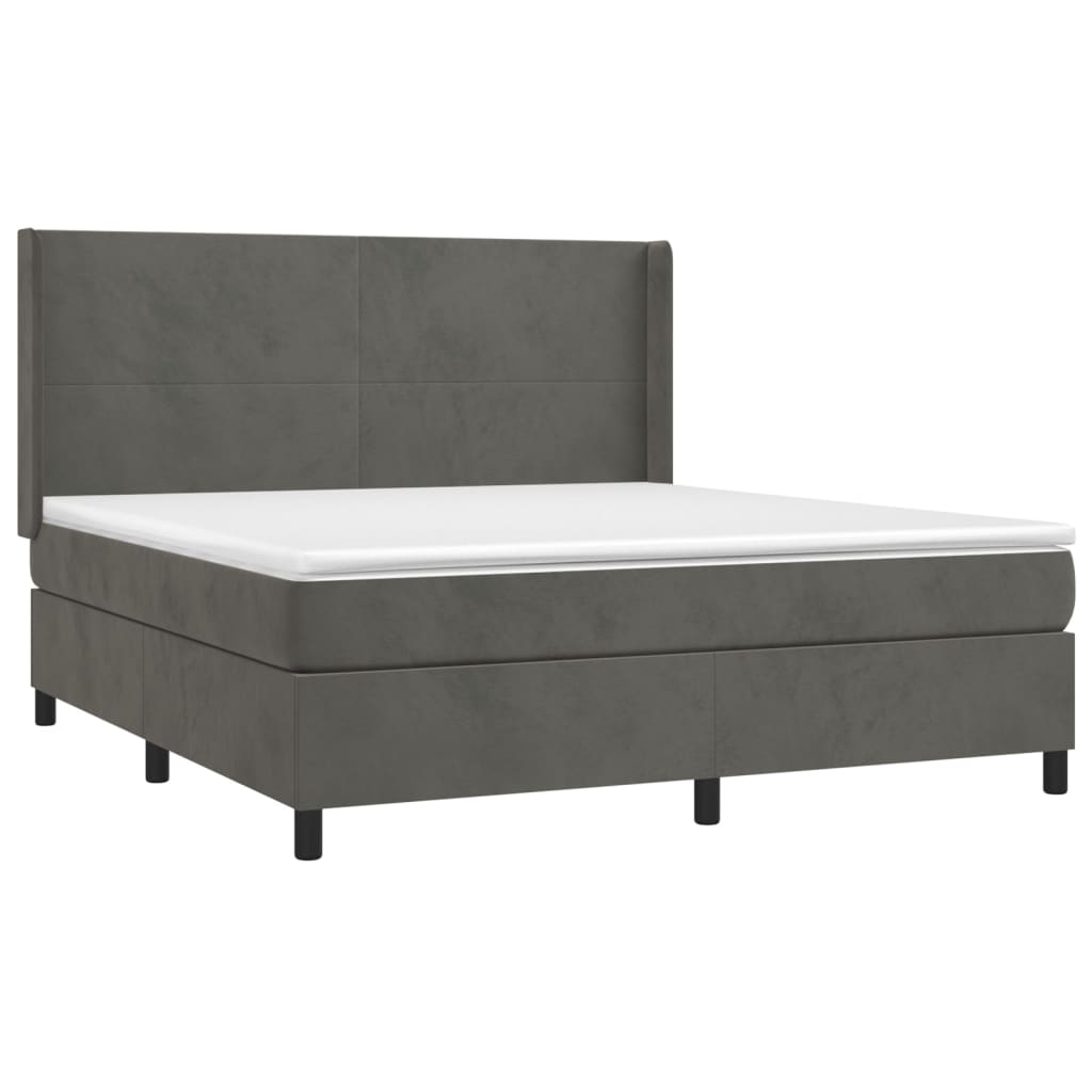 Pat box spring cu saltea, gri închis, 180x200 cm, catifea GartenMobel Dekor