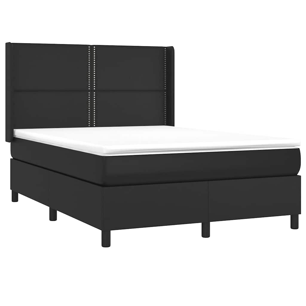 Pat box spring cu saltea, negru, 140x200 cm, piele ecologică GartenMobel Dekor