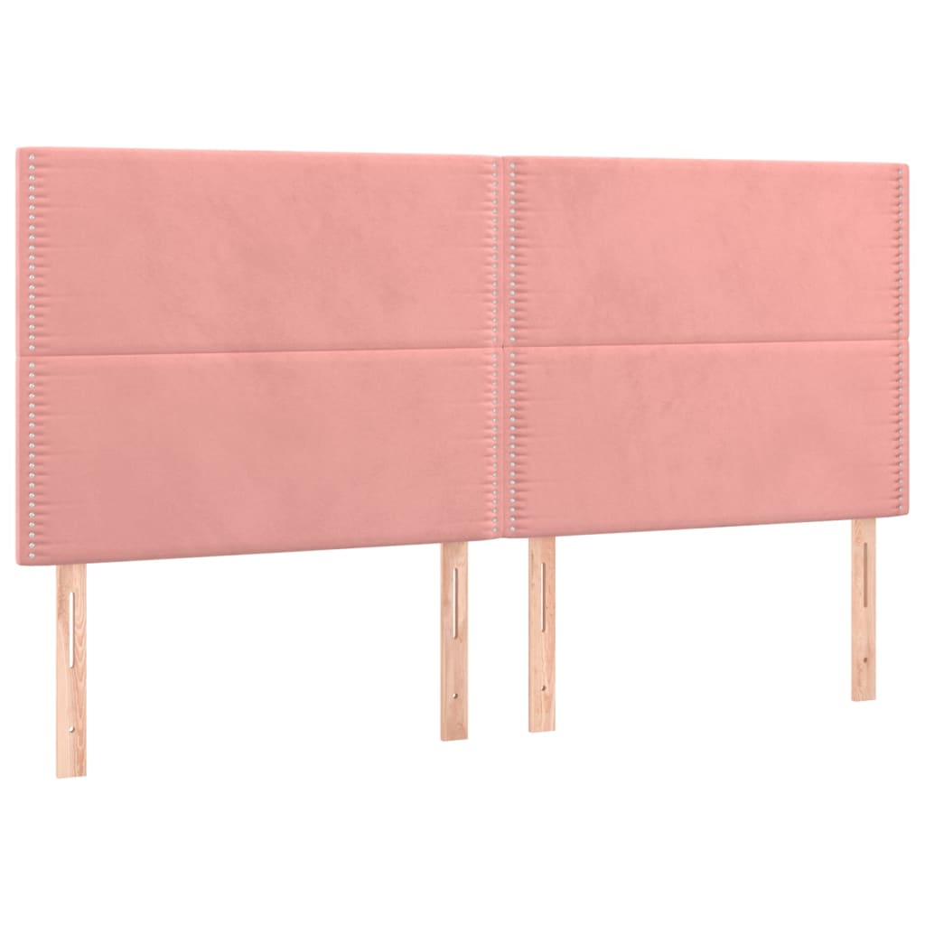 Pat box spring cu saltea, roz, 80x200 cm, catifea GartenMobel Dekor