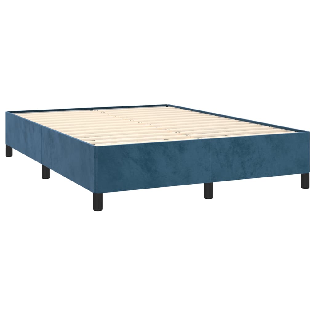 Pat box spring cu saltea, albastru închis, 140x190 cm, catifea GartenMobel Dekor