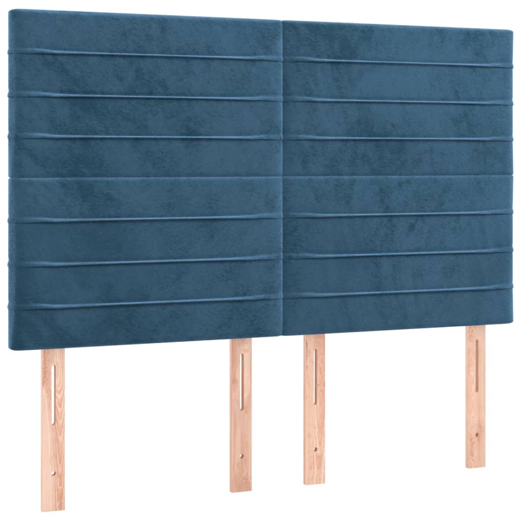 Pat box spring cu saltea, albastru închis, 140x190 cm, catifea GartenMobel Dekor