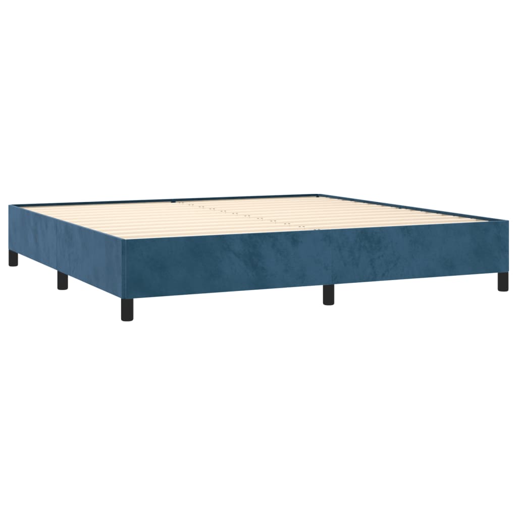 Pat box spring cu saltea, albastru închis, 200x200 cm, catifea GartenMobel Dekor
