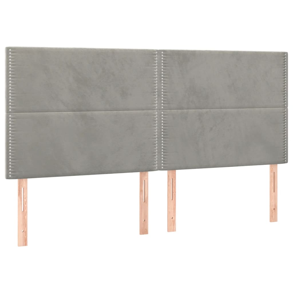 Pat box spring cu saltea, gri deschis, 200x200 cm, catifea GartenMobel Dekor