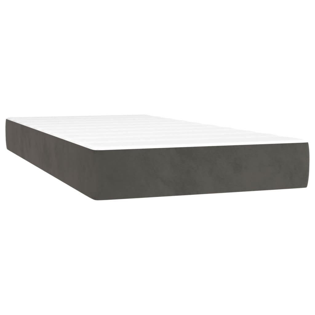 Pat box spring cu saltea, gri închis, 100x200 cm, catifea GartenMobel Dekor
