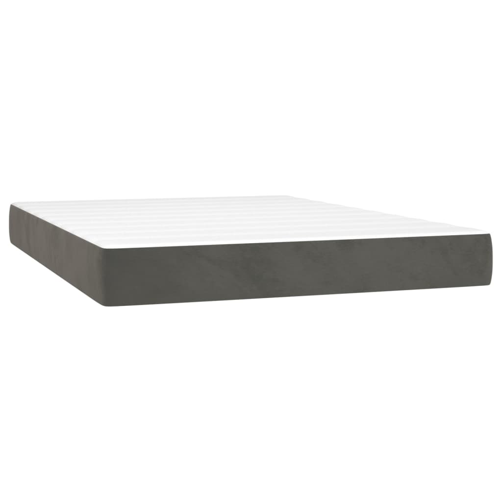 Pat box spring cu saltea, gri închis, 140x190 cm, catifea GartenMobel Dekor