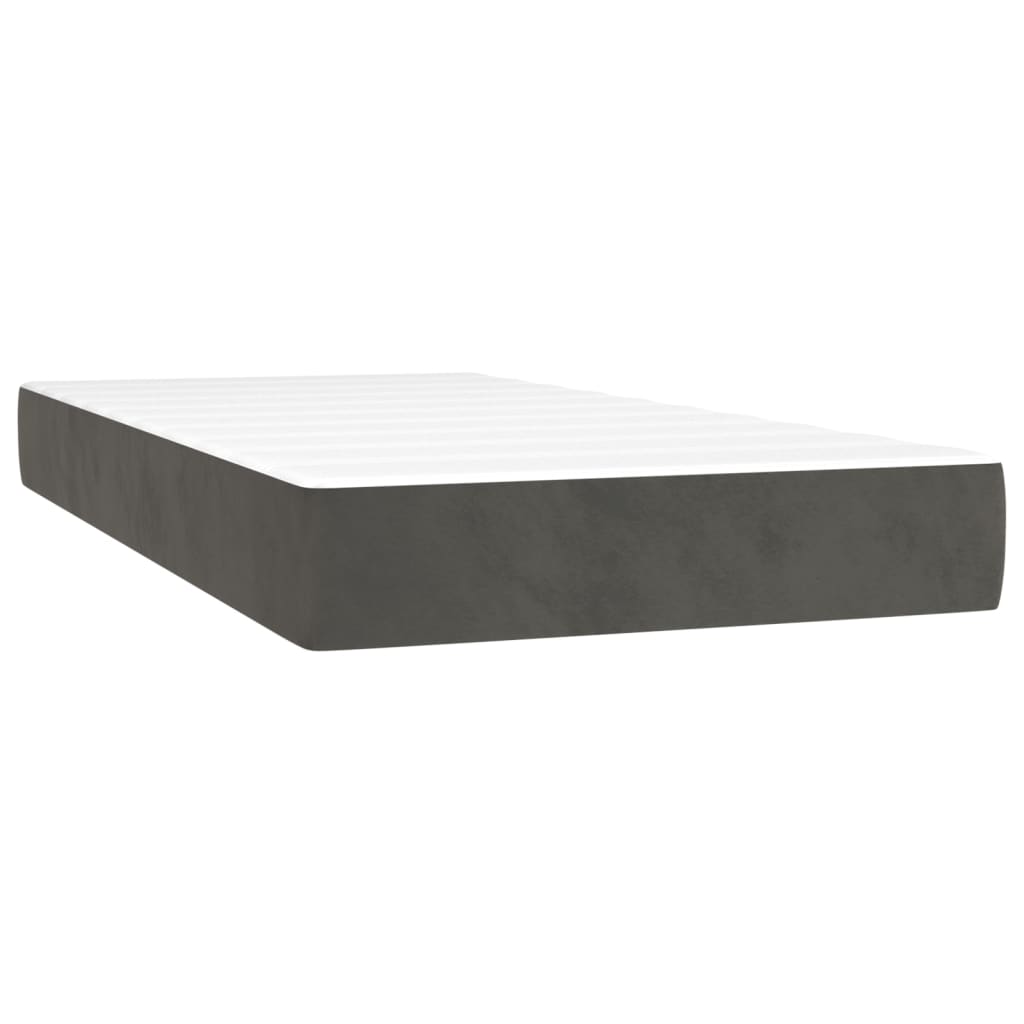 Pat box spring cu saltea, gri închis, 80x200 cm, catifea GartenMobel Dekor
