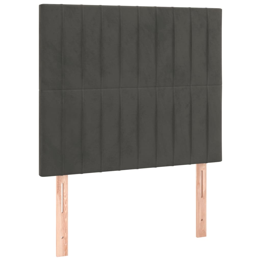 Pat box spring cu saltea, gri închis, 90x190 cm, catifea GartenMobel Dekor