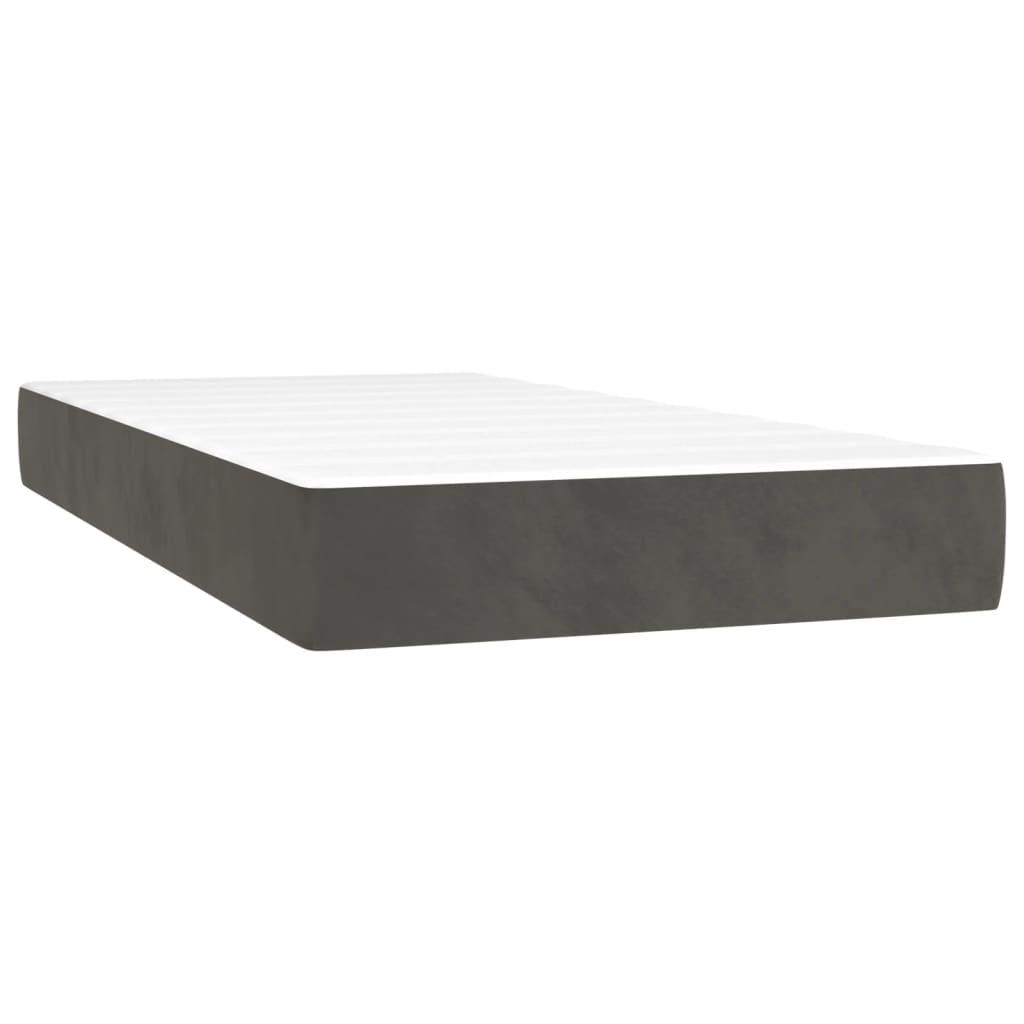Pat box spring cu saltea, gri închis, 90x200 cm, catifea GartenMobel Dekor