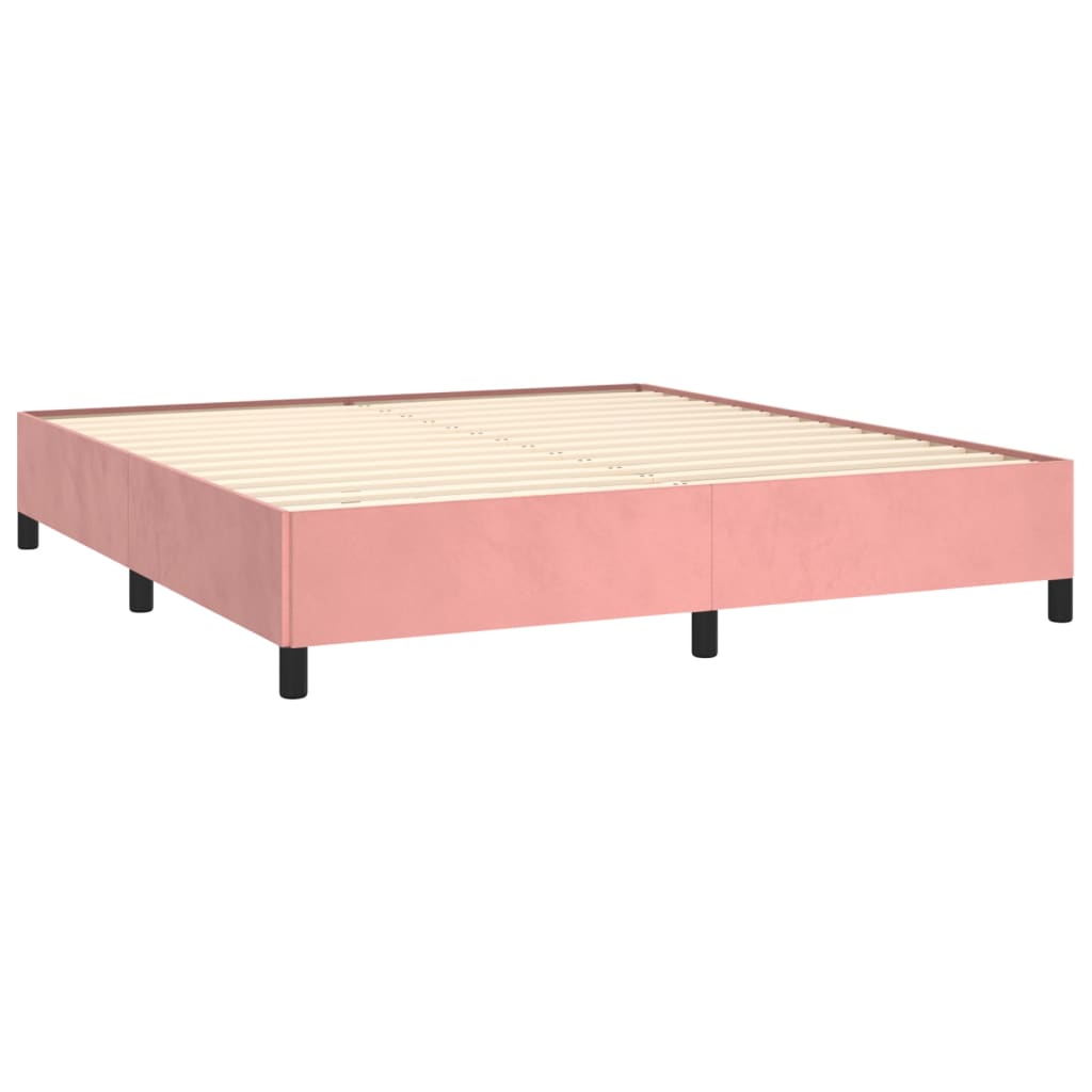 Pat box spring cu saltea, roz, 180x200 cm, catifea GartenMobel Dekor
