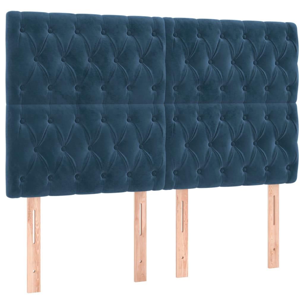 Pat box spring cu saltea, albastru închis, 140x190 cm, catifea GartenMobel Dekor