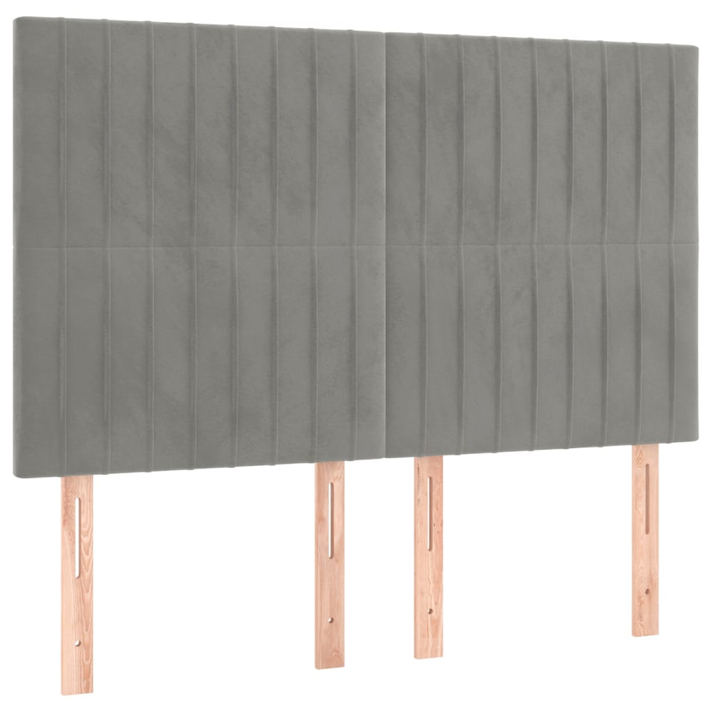 Pat box spring cu saltea, gri deschis, 140x200 cm, catifea GartenMobel Dekor