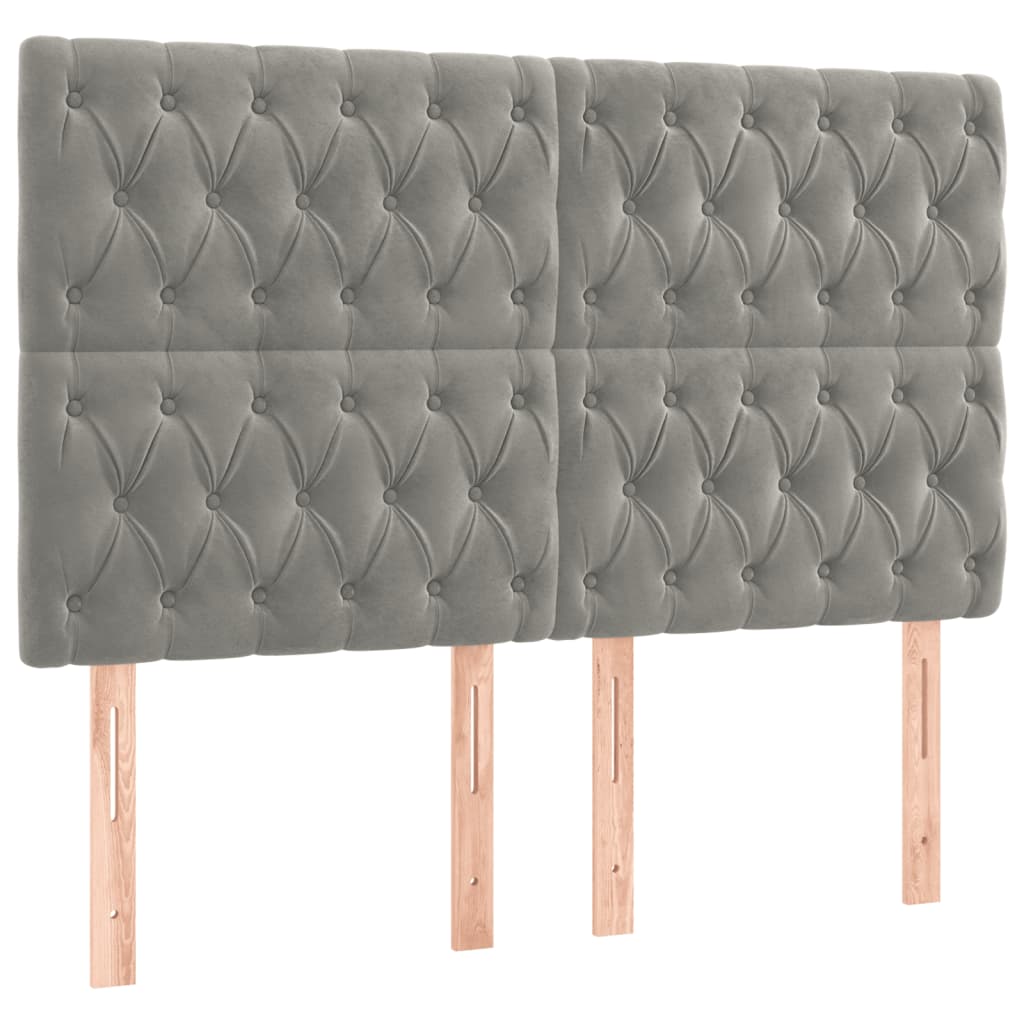 Pat box spring cu saltea, gri deschis, 160x200 cm, catifea GartenMobel Dekor