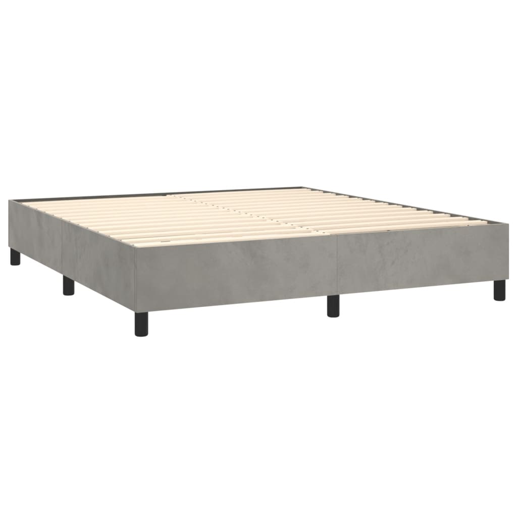 Pat box spring cu saltea, gri deschis, 160x200 cm, catifea GartenMobel Dekor