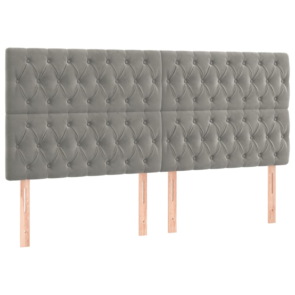 Pat box spring cu saltea, gri deschis, 180x200 cm, catifea GartenMobel Dekor