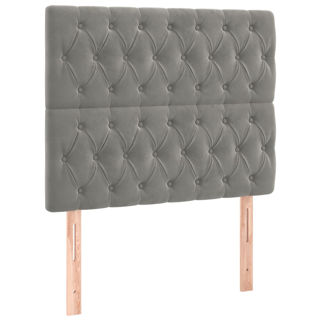 Pat box spring cu saltea, gri deschis, 90x190 cm, catifea GartenMobel Dekor
