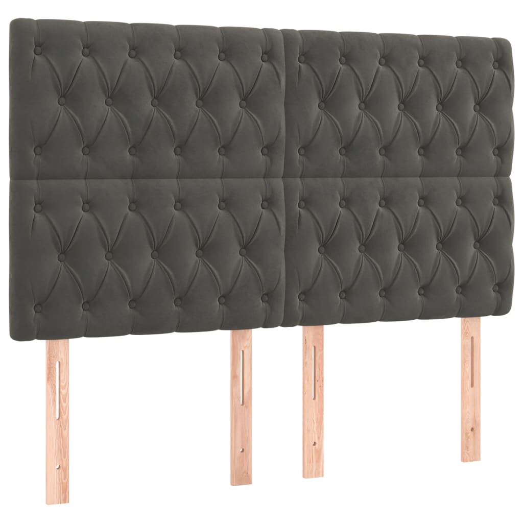 Pat box spring cu saltea, gri închis, 140x190 cm, catifea GartenMobel Dekor
