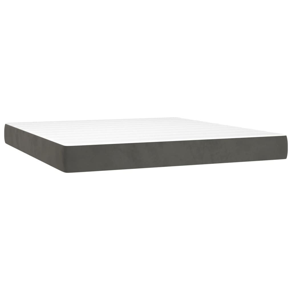 Pat box spring cu saltea, gri închis, 160x200 cm, catifea GartenMobel Dekor