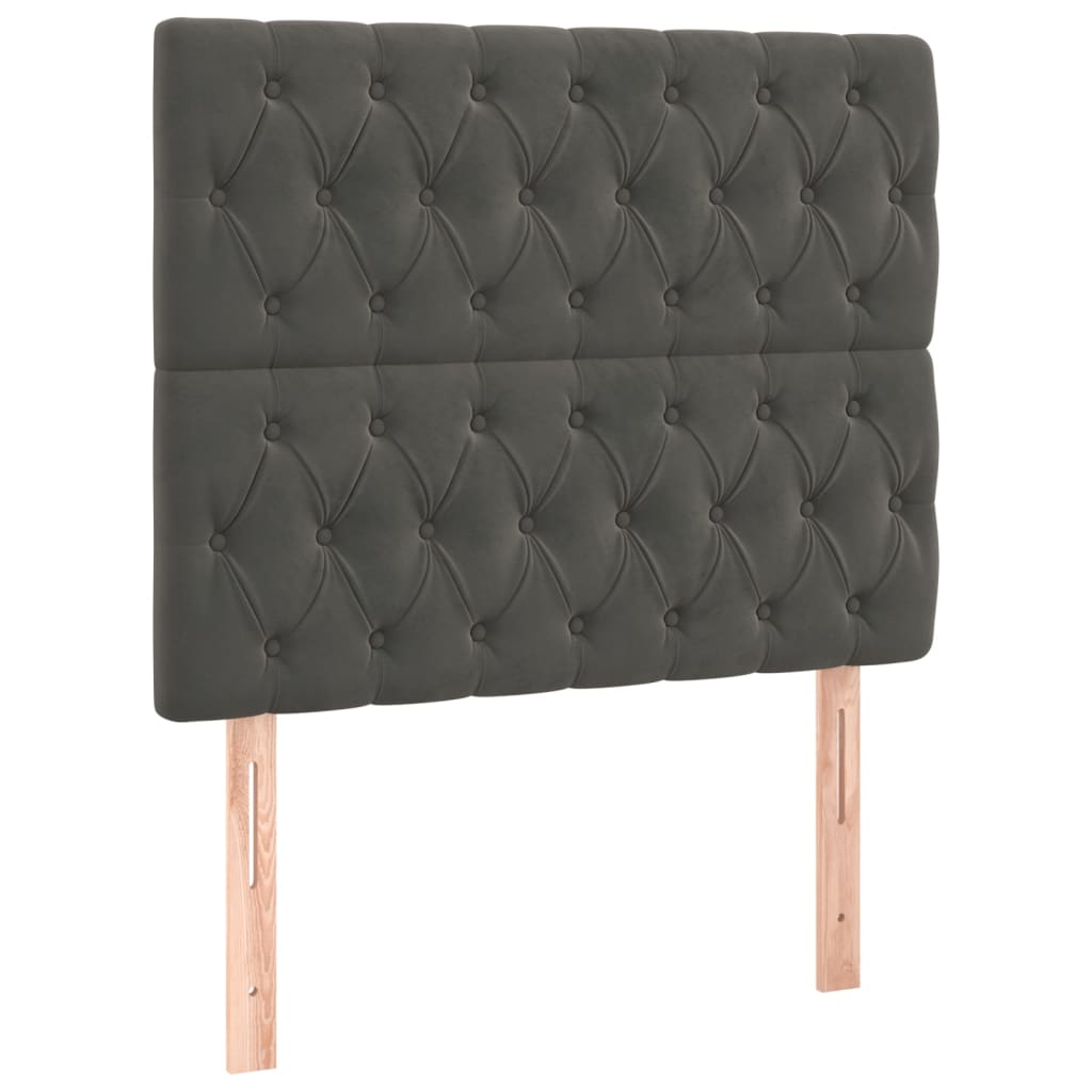 Pat box spring cu saltea, gri închis, 90x200 cm, catifea GartenMobel Dekor