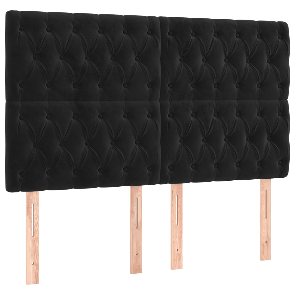 Pat box spring cu saltea, negru, 140x200 cm, catifea GartenMobel Dekor
