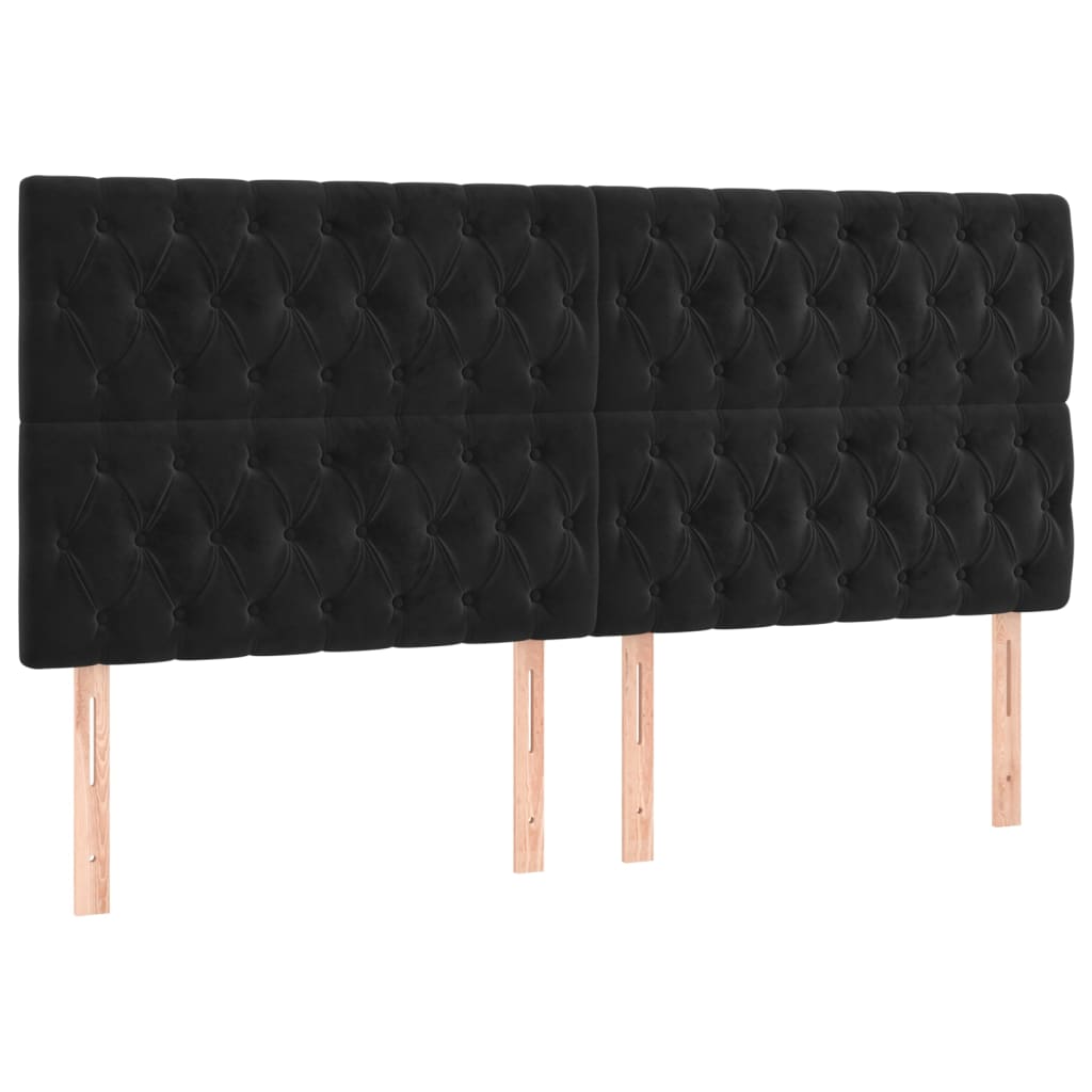 Pat box spring cu saltea, negru, 200x200 cm, catifea GartenMobel Dekor