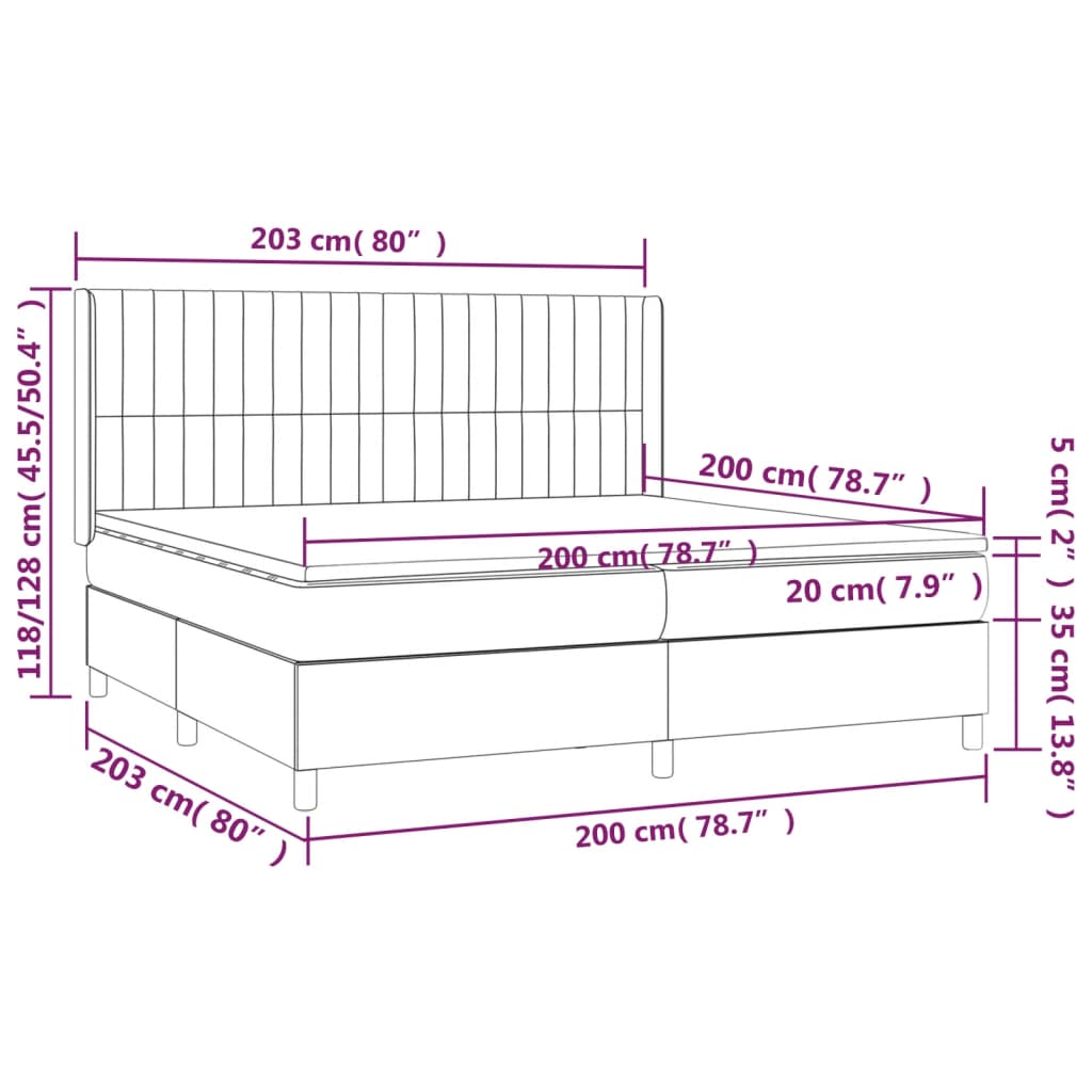 Pat box spring cu saltea, negru, 200x200 cm, catifea GartenMobel Dekor