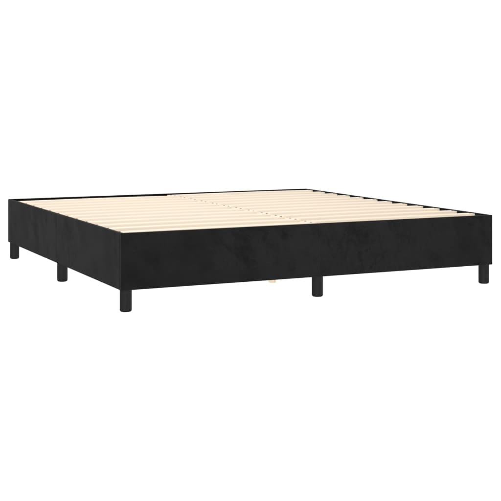 Pat box spring cu saltea, negru, 200x200 cm, catifea GartenMobel Dekor