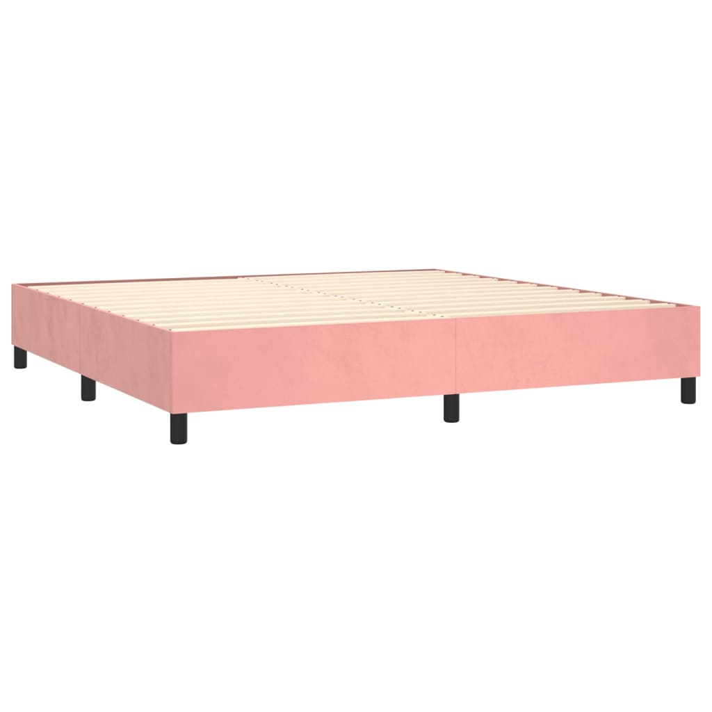 Pat box spring cu saltea, roz, 200x200 cm, catifea GartenMobel Dekor