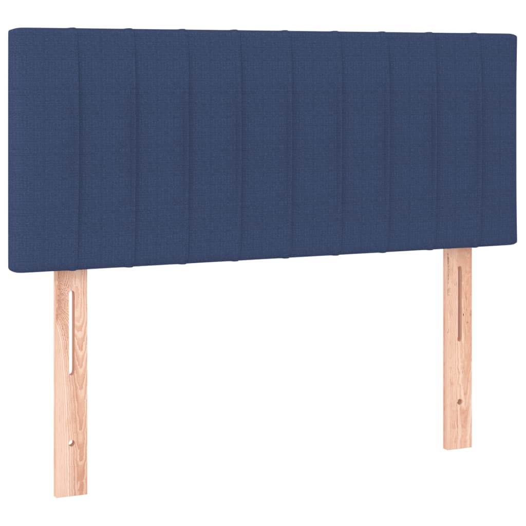 Pat cu arcuri, saltea și LED, albastru, 90x200 cm, textil GartenMobel Dekor