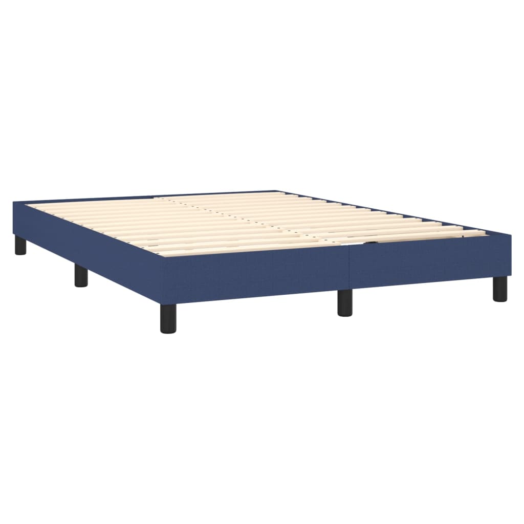 Pat cu arcuri, saltea și LED, albastru, 140x190 cm, textil GartenMobel Dekor