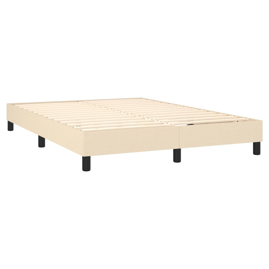 Pat cu arcuri, saltea și LED, crem, 140x190 cm, textil GartenMobel Dekor